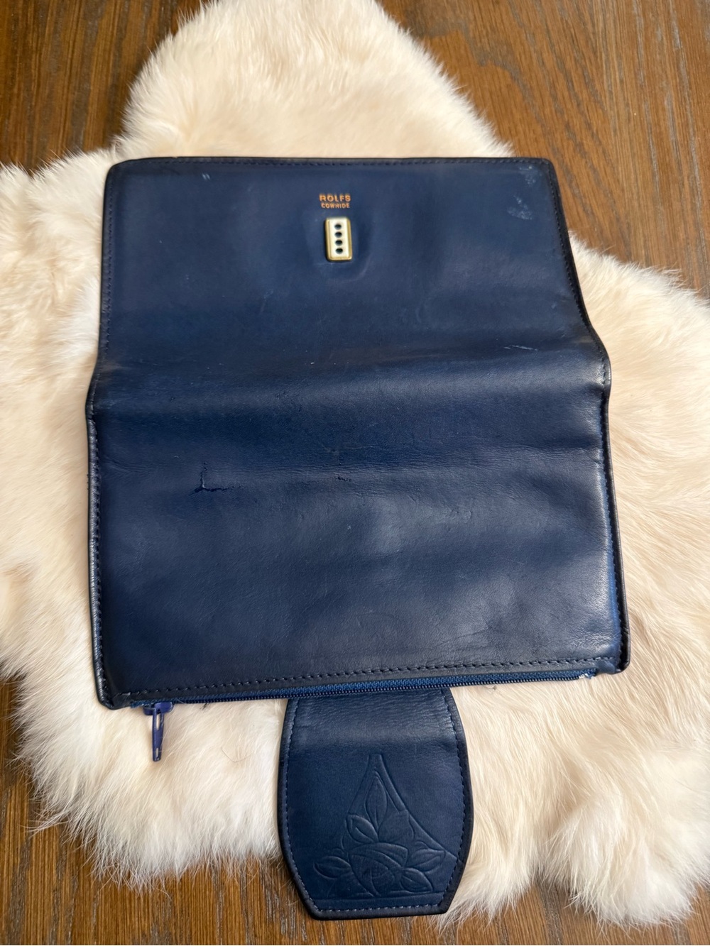 Rolfs Cowhide Navy Blue Leather Bifold Wallet - Picture 2 of 6